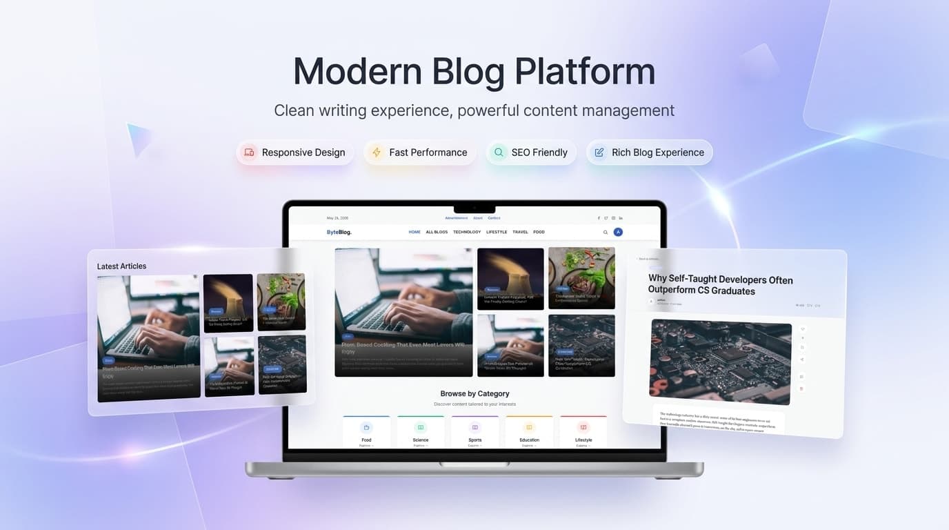ByteBlog - Full-Stack React & Node.js Multi-Author Blogging Platform (MERN Stack CMS) – image 1